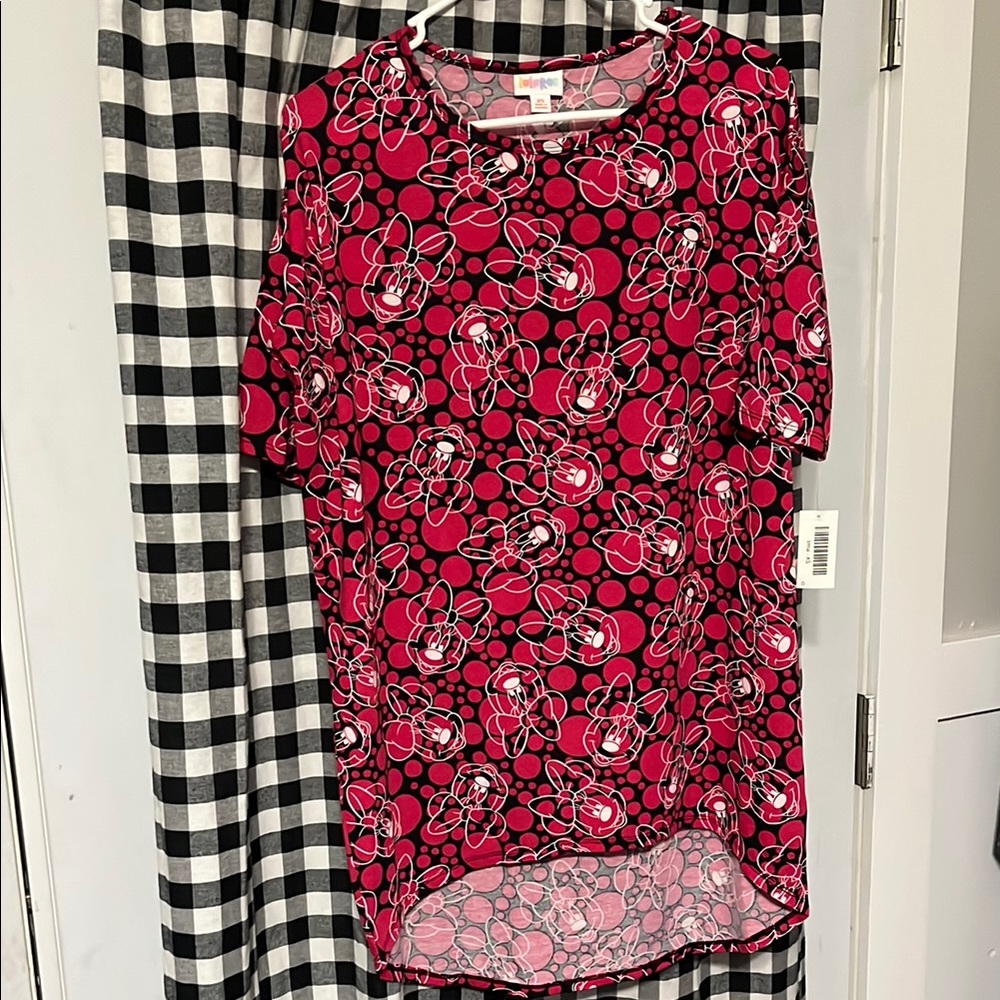 LuLaRoe Pink and Black Patterned Top